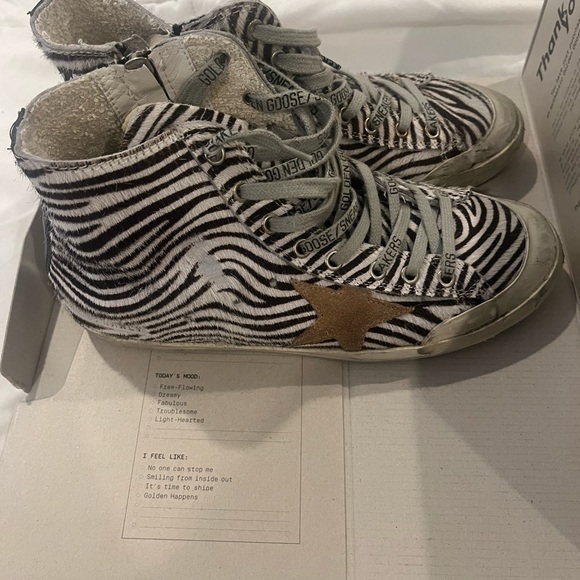 Golden Goose Zebra Print Sneakers with Gray Laces - Picture 9 of 12